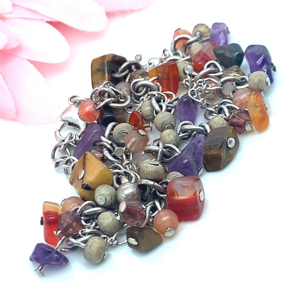 2/$10 Avon Multicolor Gemstone Charm Bracelet - Picture 1 of 6